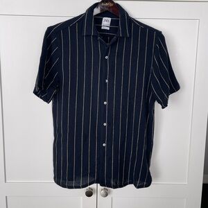 Zara Men’s Striped Button Short Sleeve Shirt Size Large